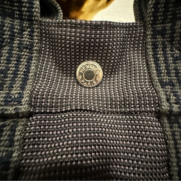 Hermes Handbag Tote PM Yell Line Canvas Gray  HERMES Authentic!!! - Picture 9 of 17